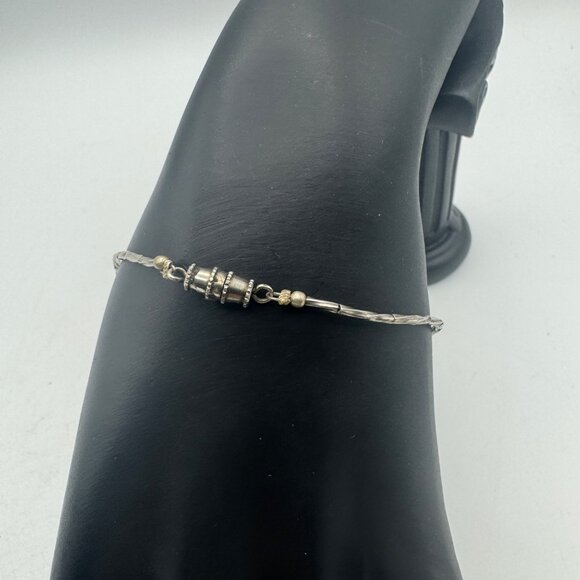 Vintage Native American Sterling Silver Bracelet Turquoise Heishi Shell Beads - Picture 3 of 6